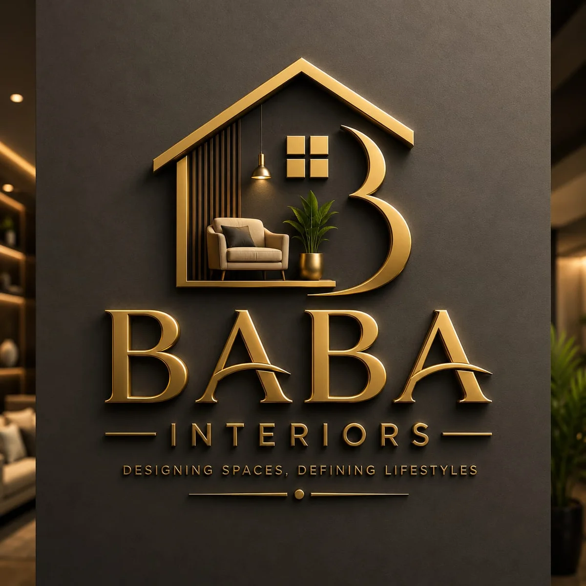 Baba Interiors Premium Logo Wall Signage