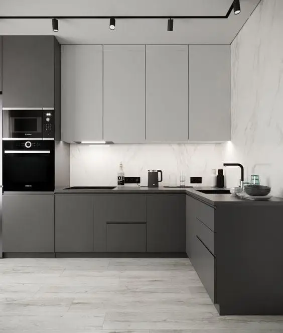 L-shaped modular kitchen